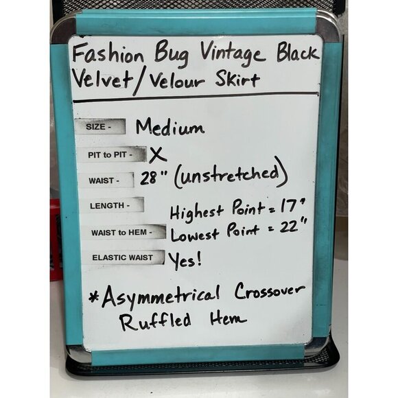 Vintage 90s Black Velvet Asymmetric Crossover Ruffle Hem Skirt Medium Fairy Goth - Picture 6 of 6